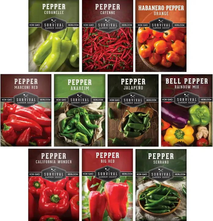 10-Pepper Heirloom Seed Variety Pack — Assorted Pepper Seeds