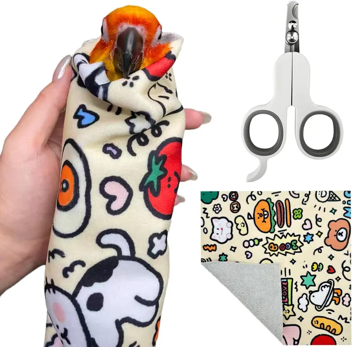 2-in-1 Parrot Nail & Beak Clippers with Adhesive Grooming Wrap
